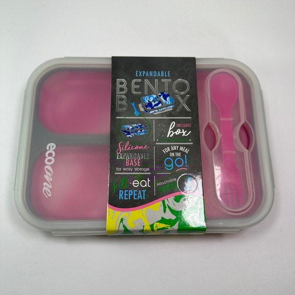 Expandable Bento Box Lunch Box Silicone Base 3 Compartments Eco One - Picture 2 of 6